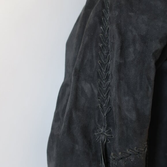 Womens Gitmo's Black Snap Button Suede Shacket Shirt Jacket 42 US/S - Picture 4 of 16